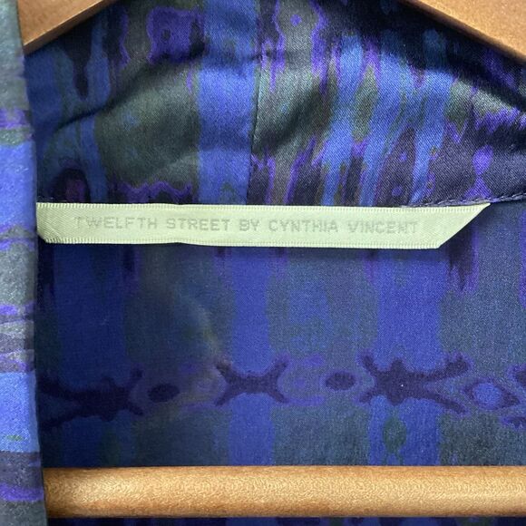 Twelfth Street By Cynthia Vincent Silk Cardigan Blue Orange Women’s Size Small - Picture 3 of 11